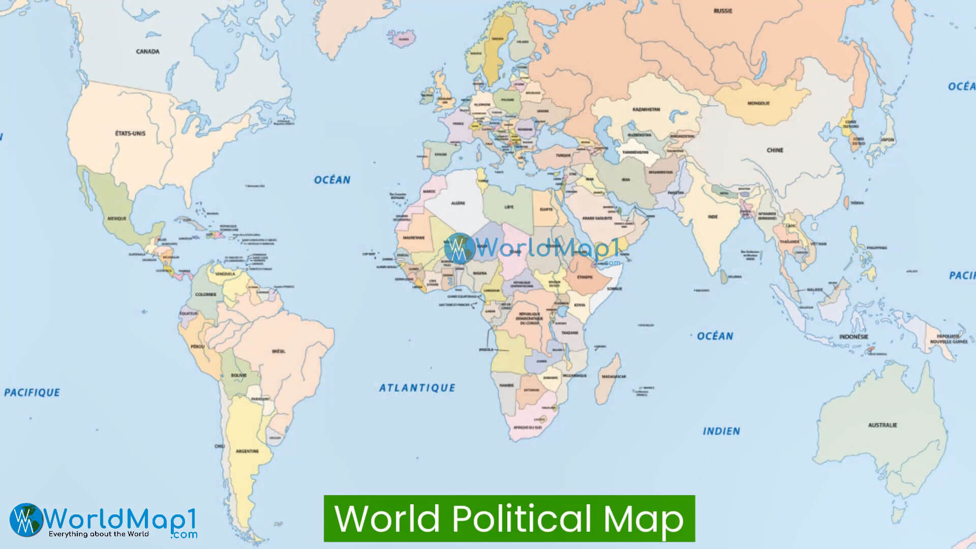 Carte politique du monde avec les pays